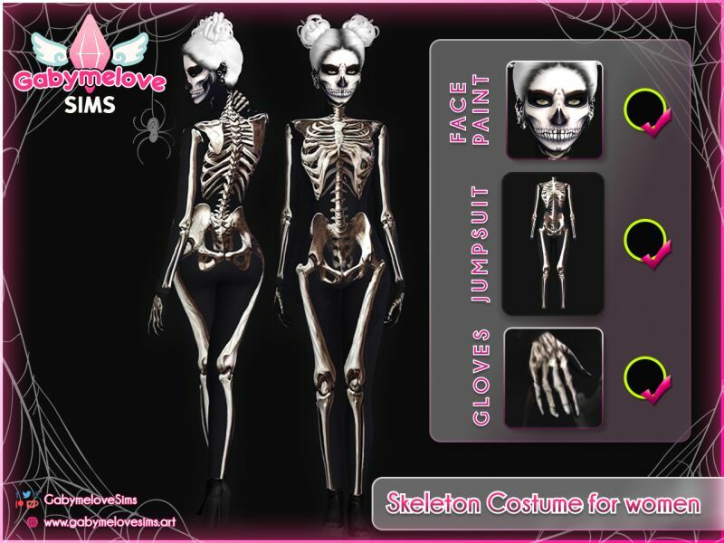 Skeleton Costume For Women • SET | Halloween CC 1 Skeleton Costume For Women • SET | Halloween CC Sims 4 CC