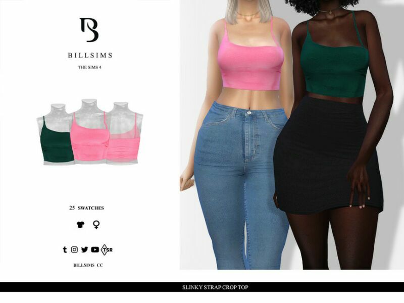 Slinky Strap Crop TOP 1 Slinky Strap Crop TOP Sims 4 CC