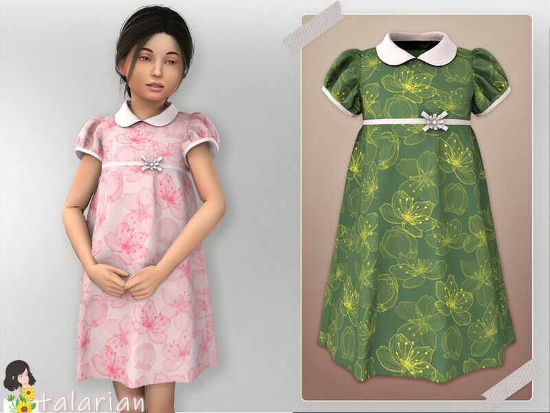 Sofia Dress With Lantern Sleeves For / Everyday 1 Sofia Dress With Lantern Sleeves For / Everyday Sims 4 CC