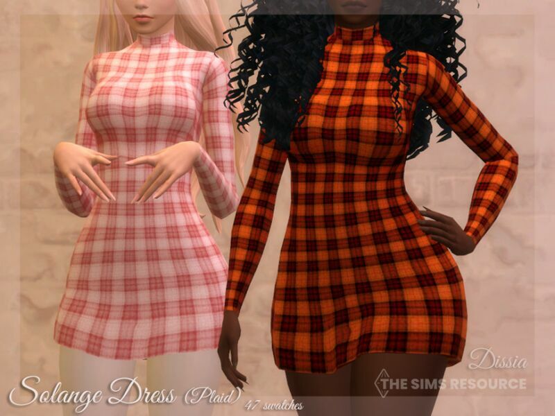 Solange Dres (Plaid) By Dissia 1 Solange Dres (Plaid) By Dissia Sims 4 CC