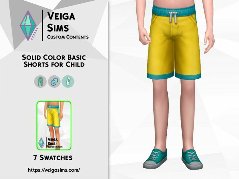 Solid Color Basic Shorts For Child 1 Solid Color Basic Shorts For Child Sims 4 CC