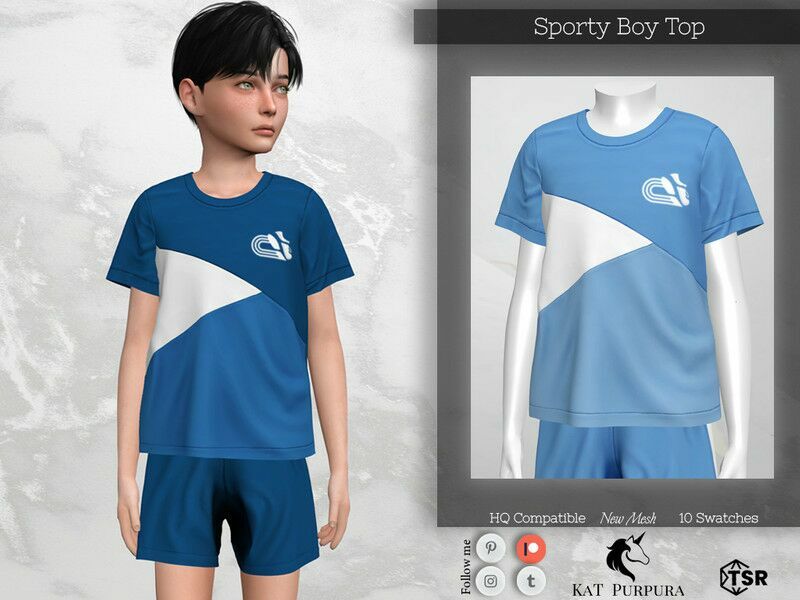 Sporty BOY TOP (CM) 1 Sporty BOY TOP (CM) Sims 4 CC