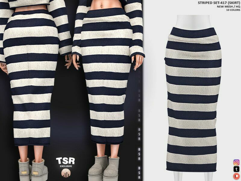Striped SET-417 (Skirt) BD1131 1 Striped SET-417 (Skirt) BD1131 Sims 4 CC