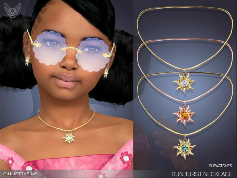 Sunburst Necklace For Kids By Feyona 1 Sunburst Necklace For Kids By Feyona Sims 4 CC