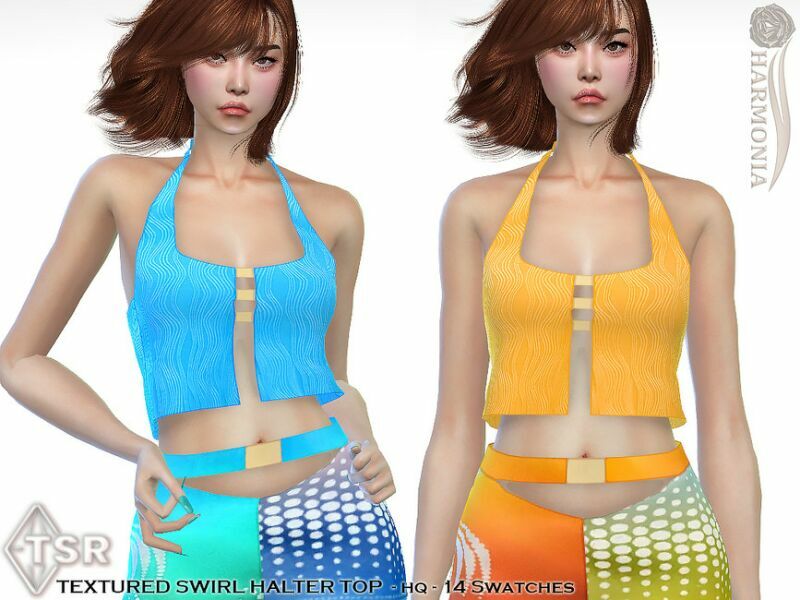 Textured Swirl Halter TOP By Harmonia 1 Textured Swirl Halter TOP By Harmonia Sims 4 CC