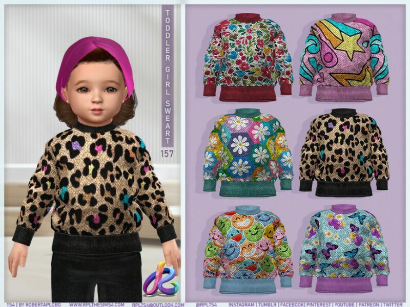 Toddler Girl Sweater 157 By Robertaplobo 1 Toddler Girl Sweater 157 By Robertaplobo Sims 4 CC