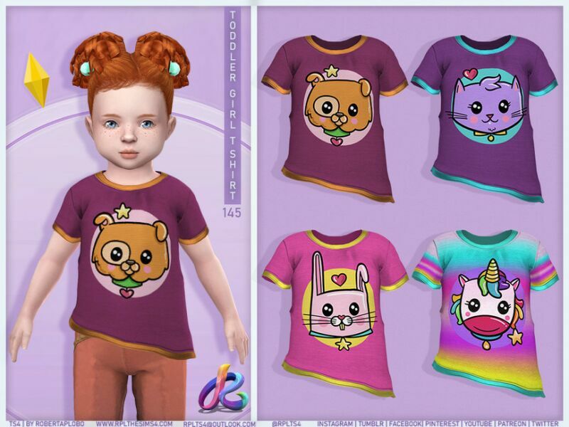 Toddler Girl T-Shirt RPL145 By Robertaplobo 1 Toddler Girl T-Shirt RPL145 By Robertaplobo Sims 4 CC