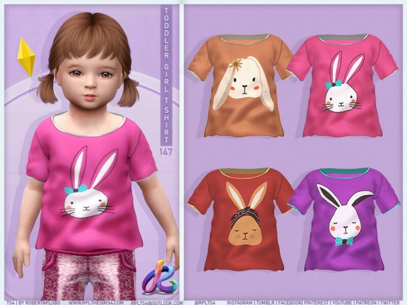 Toddler Girl T-Shirt RPL147 By Robertaplobo 1 Toddler Girl T-Shirt RPL147 By Robertaplobo Sims 4 CC