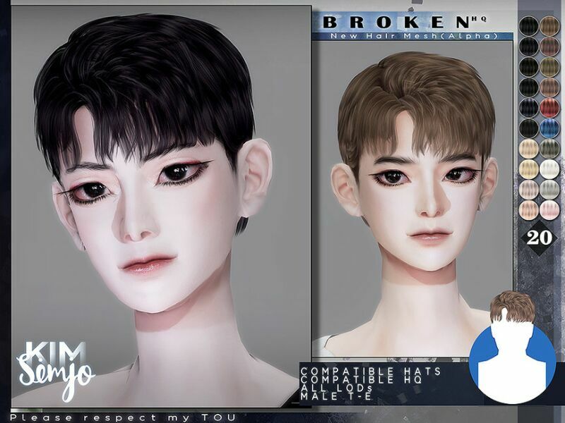 TS4 Male Hairstyle_Broken By Kimsimjo 1 TS4 Male Hairstyle_Broken By Kimsimjo Sims 4 CC