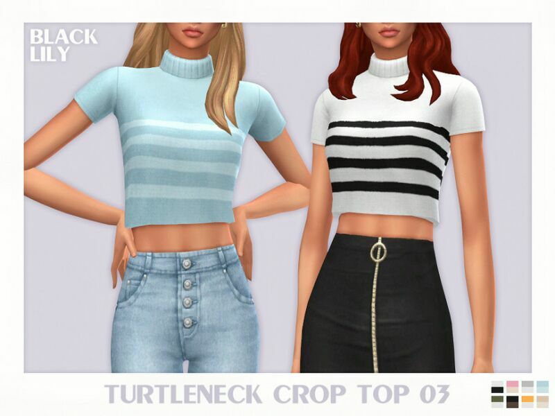 Turtleneck Crop TOP 03 1 Turtleneck Crop TOP 03 Sims 4 CC