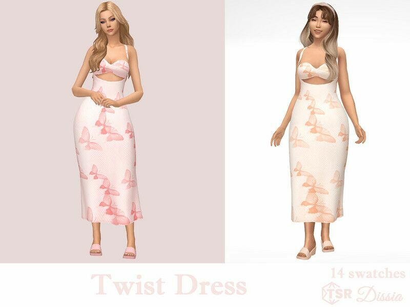 Twist Dress By Dissia 1 Twist Dress By Dissia Sims 4 CC