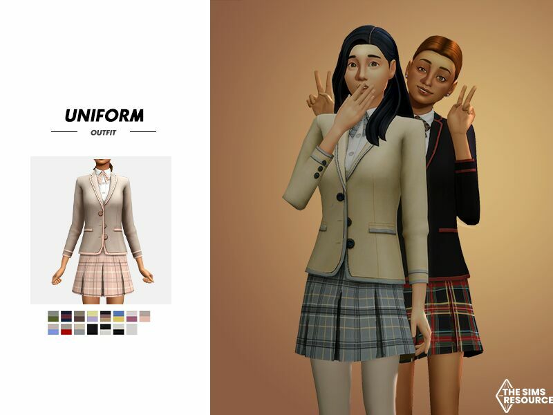 Uniform Outfit By Sehablasimlish 1 Uniform Outfit By Sehablasimlish Sims 4 CC