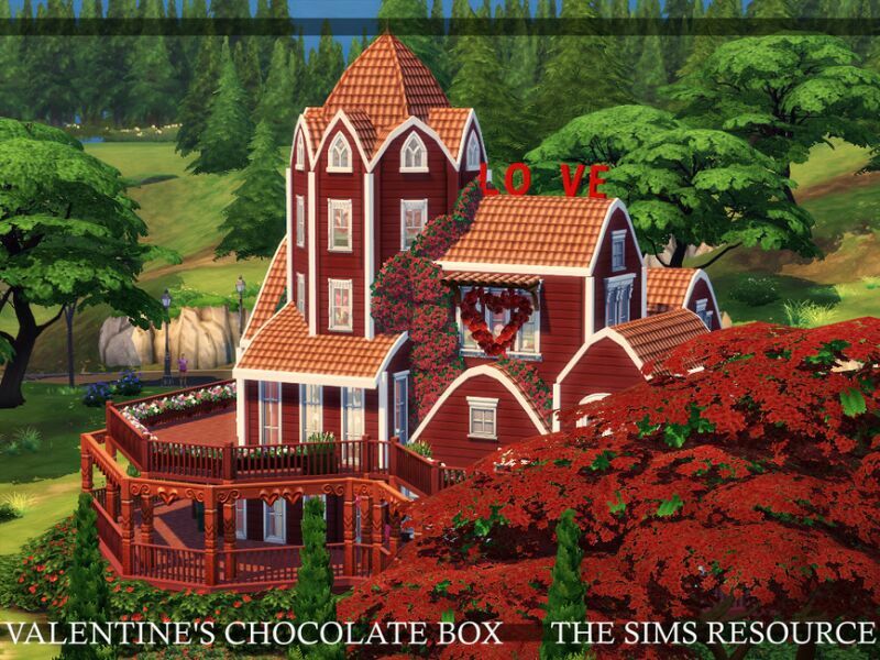 Valentine’S Chocolate BOX House | CC Only TSR By Simzmora 1 Valentine’S Chocolate BOX House | CC Only TSR By Simzmora Sims 4 CC