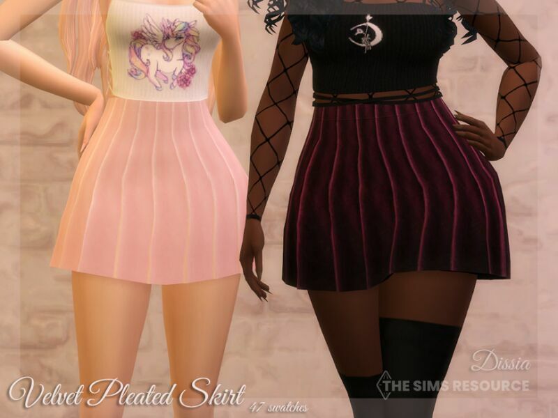 Velvet Pleated Skirt By Dissia 1 Velvet Pleated Skirt By Dissia Sims 4 CC