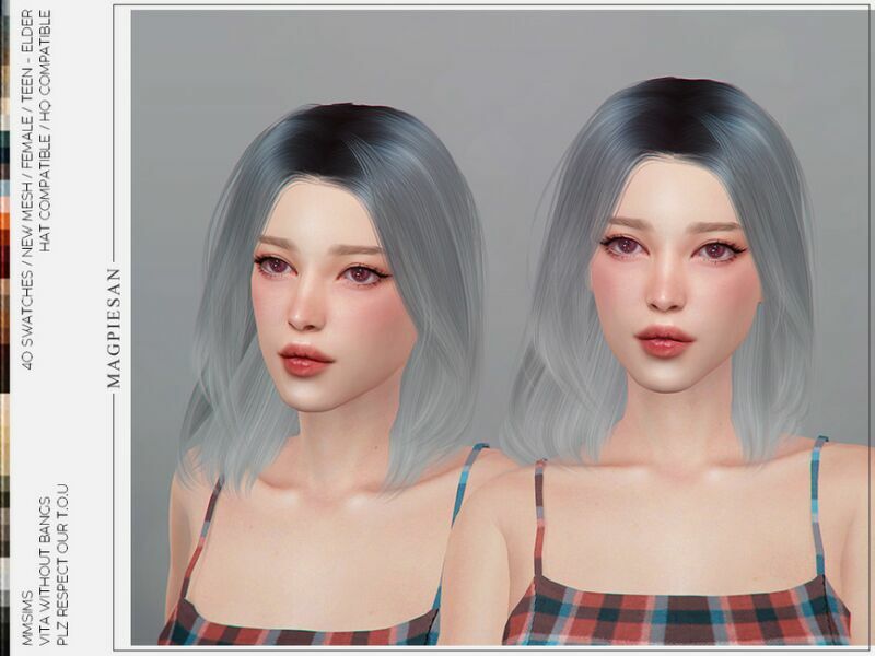 Vita Hair Without Bangs By Magpiesan 1 Vita Hair Without Bangs By Magpiesan Sims 4 CC