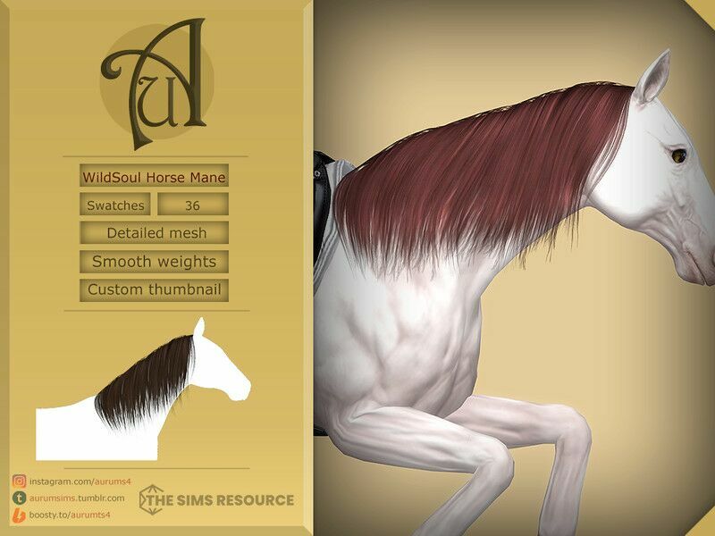 Wildsoul – Alpha Style Horse Mane By Aurummusik 1 Wildsoul – Alpha Style Horse Mane By Aurummusik Sims 4 CC