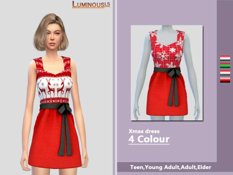 Xmas Dress By Luminousls 1 Xmas Dress By Luminousls Sims 4 CC