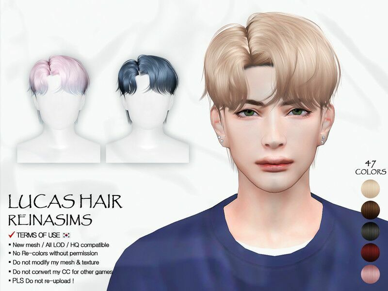 70_Lucas Hair For / Male 1 70_Lucas Hair For / Male Sims 4 CC