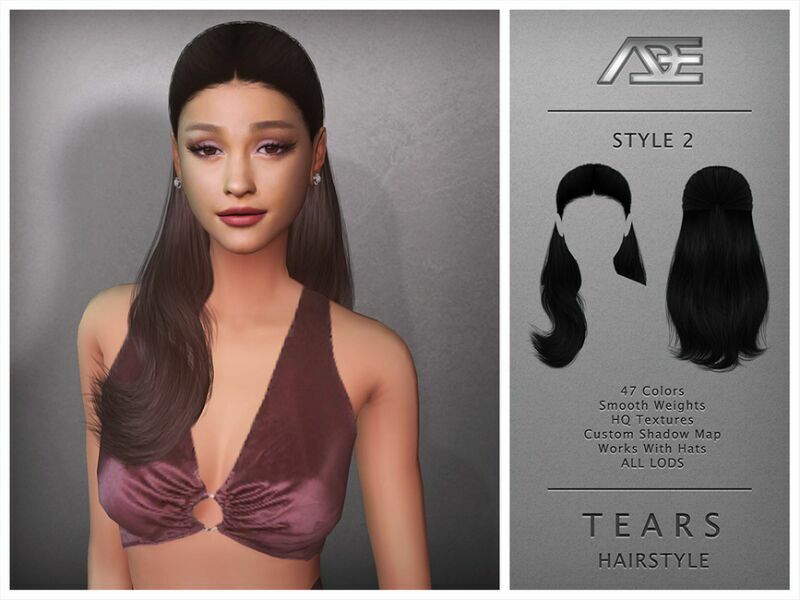 ADE – Tears / Style 2 (Hairstyle) 1 ADE – Tears / Style 2 (Hairstyle) Sims 4 CC
