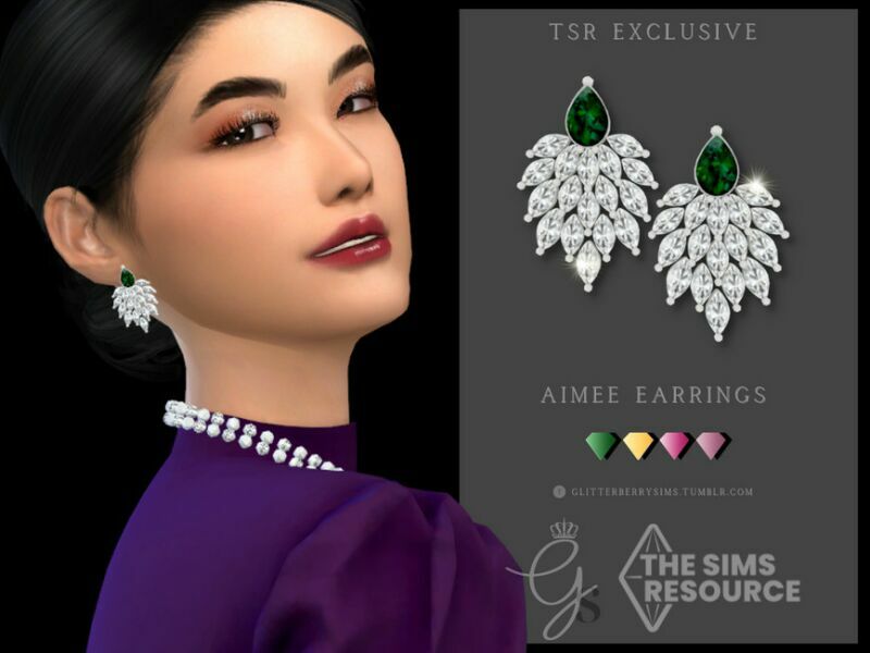 Aimee Earrings By Glitterberryfly 1 Aimee Earrings By Glitterberryfly Sims 4 CC