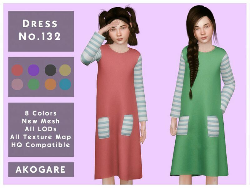 Akogare Dress NO.132 By _Akogare_ 1 Akogare Dress NO.132 By _Akogare_ Sims 4 CC