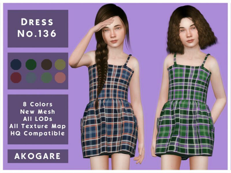 Akogare Dress NO.136 By _Akogare_ 1 Akogare Dress NO.136 By _Akogare_ Sims 4 CC