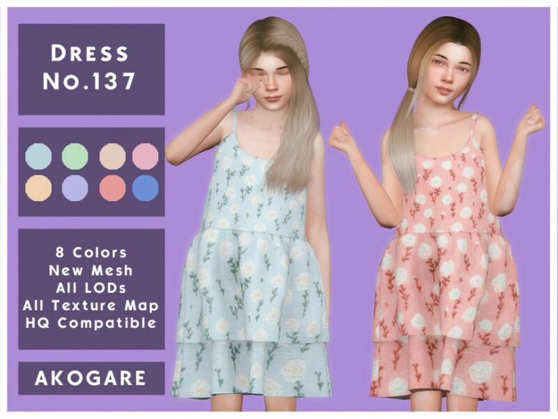 Akogare Dress NO.137 By _Akogare_ 1 Akogare Dress NO.137 By _Akogare_ Sims 4 CC