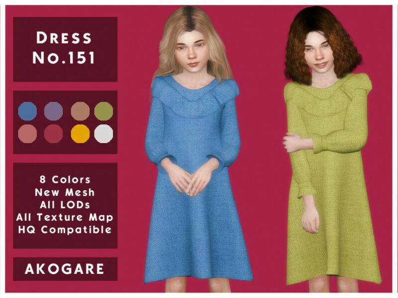 Akogare Dress NO.151 By _Akogare_ 1 Akogare Dress NO.151 By _Akogare_ Sims 4 CC