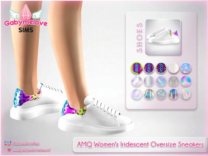 AMQ (Alexander Mcqueen) Women’S Iridescent Oversize Sneakers 1 AMQ (Alexander Mcqueen) Women’S Iridescent Oversize Sneakers Sims 4 CC