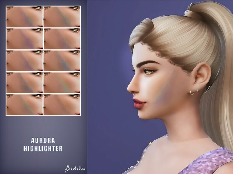 Aurora Highlighter By Creptella 1 Aurora Highlighter By Creptella Sims 4 CC
