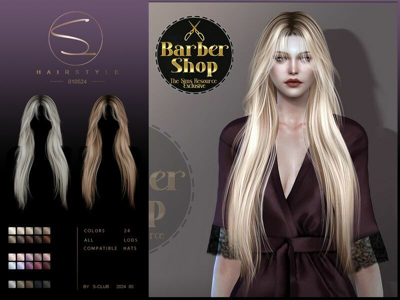 (Barber Shop) – Long Ombre Hair 010524 By S-Club 1 (Barber Shop) – Long Ombre Hair 010524 By S-Club Sims 4 CC