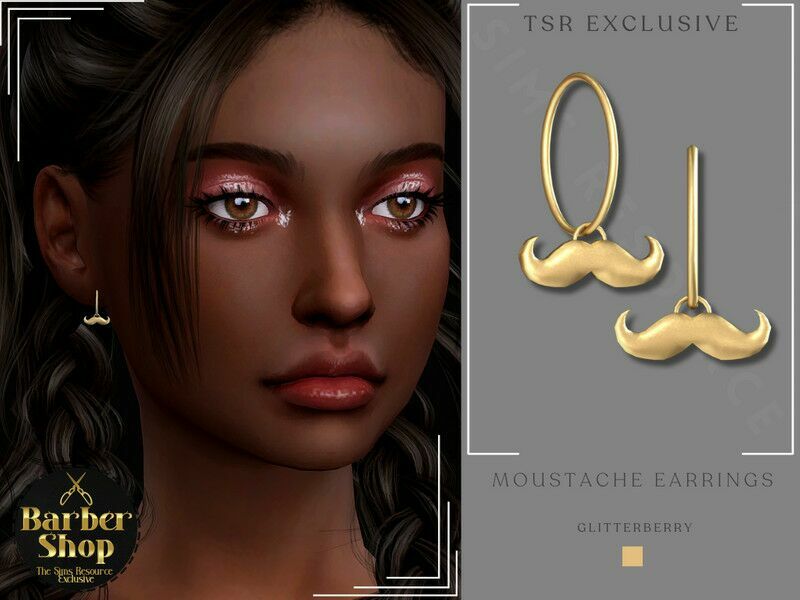 Barbershop Moustache Earrings By Glitterberryfly 1 Barbershop Moustache Earrings By Glitterberryfly Sims 4 CC