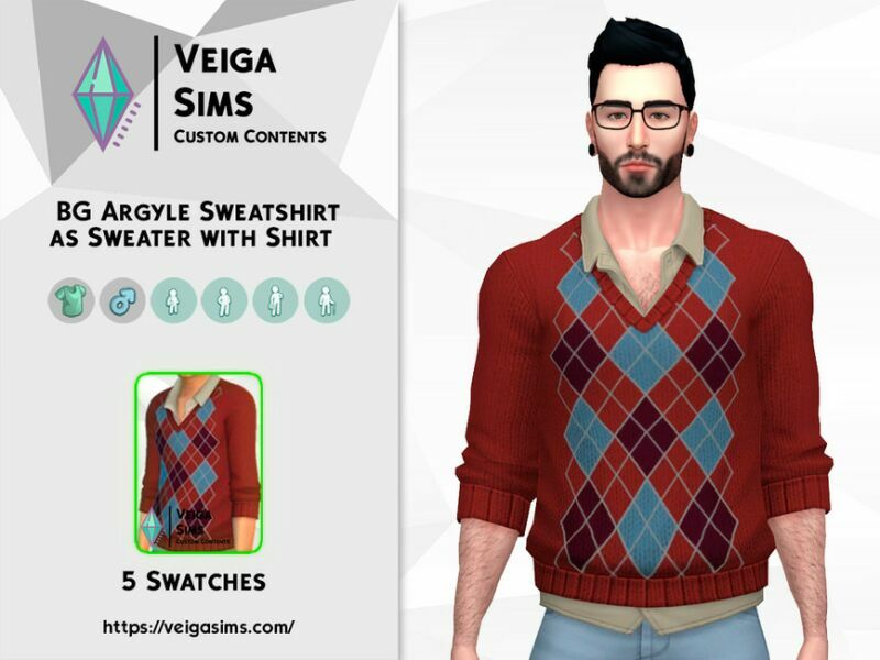 Base Game Argyle Vest AS Sweater With Shirt 1 Base Game Argyle Vest AS Sweater With Shirt Sims 4 CC