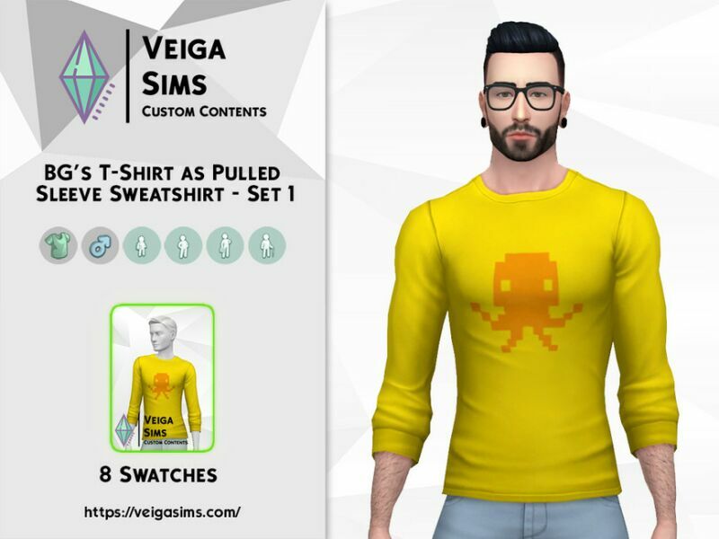 BG’S T-Shirts AS Sweatshirts W Pulled Sleeve – SET 1 1 BG’S T-Shirts AS Sweatshirts W Pulled Sleeve – SET 1 Sims 4 CC