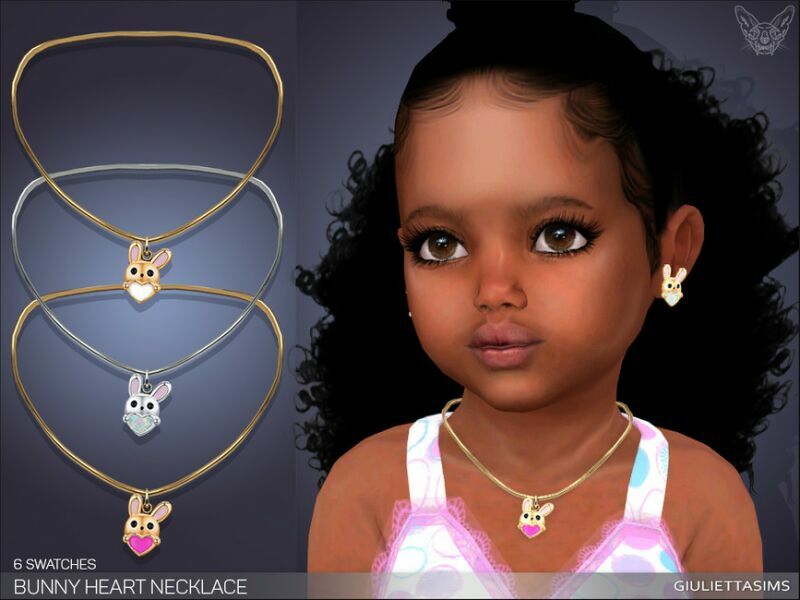 Bunny Heart Necklace For Toddlers By Feyona 1 Bunny Heart Necklace For Toddlers By Feyona Sims 4 CC