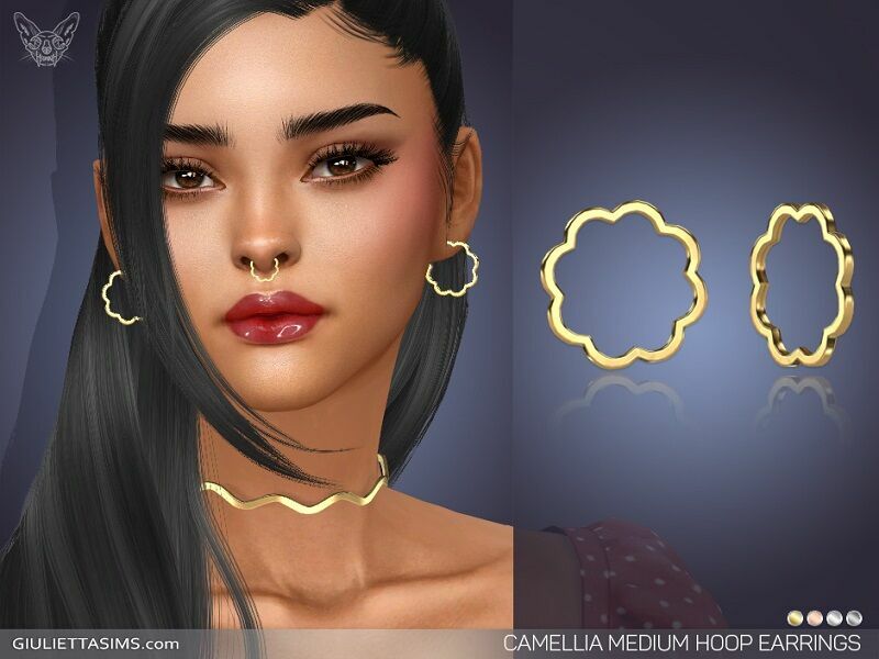 Camellia Medium Hoop Earrings By Giulietta 1 Camellia Medium Hoop Earrings By Giulietta Sims 4 CC