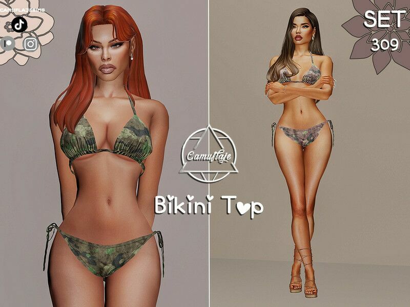 Camouflage Bikini TOP 1 Camouflage Bikini TOP Sims 4 CC