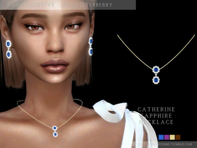 Catherine Sapphire Necklace By Glitterberryfly 1 Catherine Sapphire Necklace By Glitterberryfly Sims 4 CC