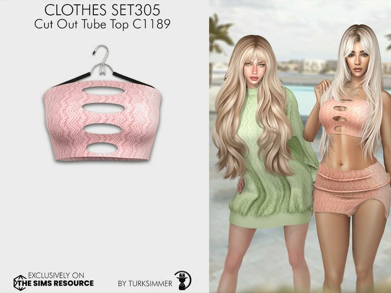 Clothes SET305 – CUT OUT Tube TOP C1189 By Turksimmer 1 Clothes SET305 – CUT OUT Tube TOP C1189 By Turksimmer Sims 4 CC