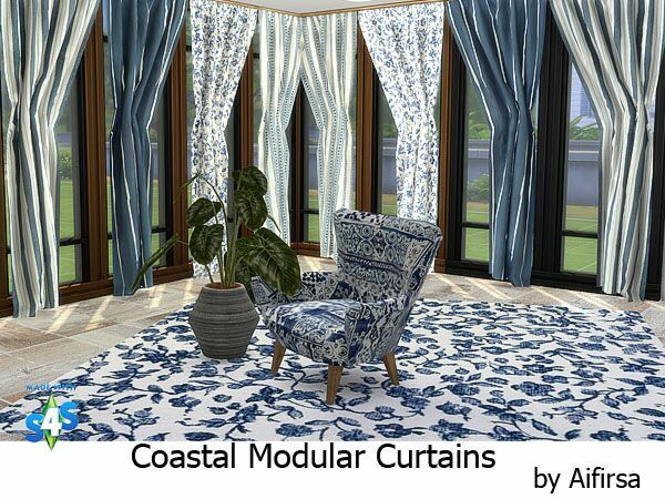 Coastal Modualr Curtains By Aifirsa 1 Coastal Modualr Curtains By Aifirsa Sims 4 CC