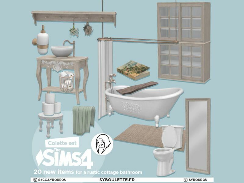 Colette Bathroom SET By Syboulette 1 Colette Bathroom SET By Syboulette Sims 4 CC