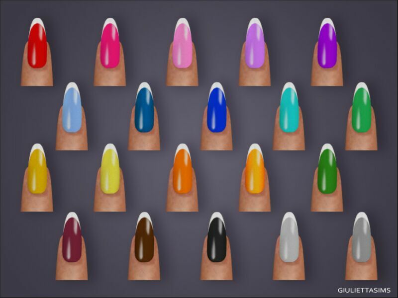 Colorful French Tips Almond Nails By Feyona 2 sims 4 cc colorful french tips almond nails by feyona 2