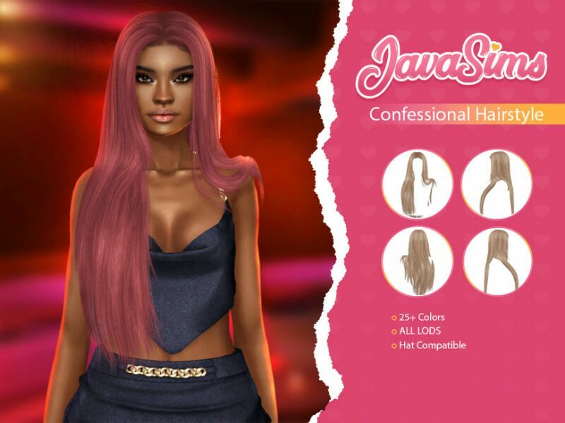 Confessional (Hairstyle) By Javasims 1 Confessional (Hairstyle) By Javasims Sims 4 CC