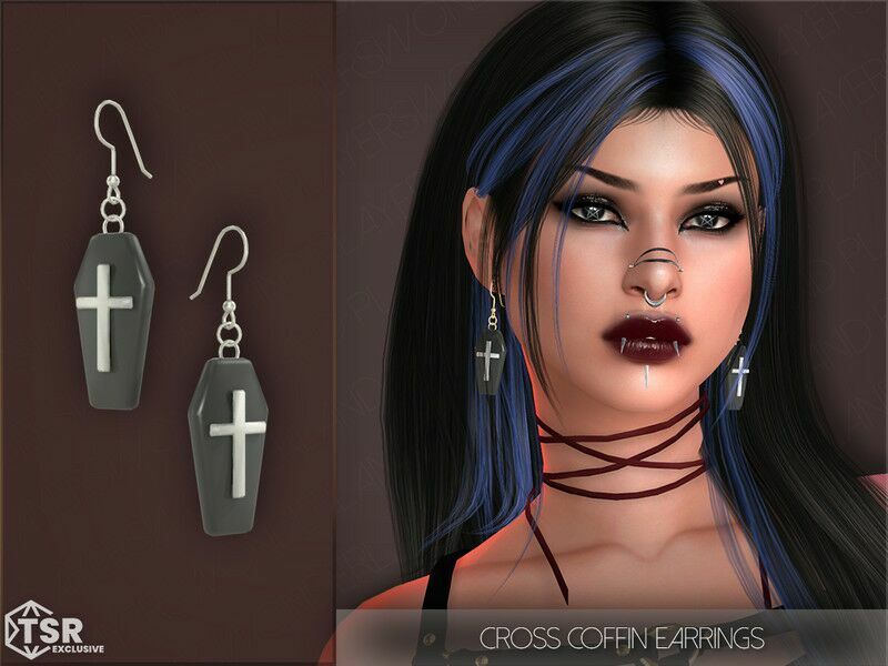 Cross Coffin Earrings By Playerswonderland 1 Cross Coffin Earrings By Playerswonderland Sims 4 CC