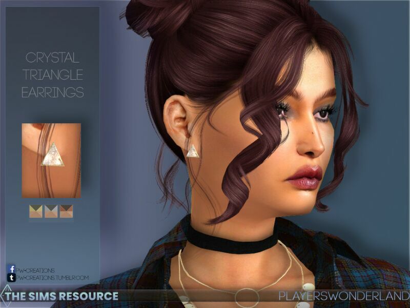 Crystal Triangle Earrings By Playerswonderland 1 Crystal Triangle Earrings By Playerswonderland Sims 4 CC