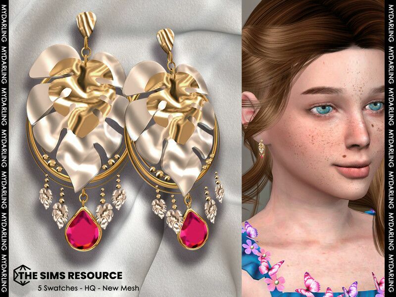 Cute Leaf Earring Child Version By Mydarling20 1 Cute Leaf Earring Child Version By Mydarling20 Sims 4 CC