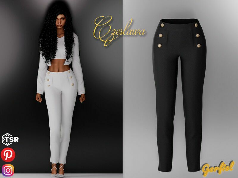 Czeslawa – Pants With Gold Buttons By Garfiel 1 Czeslawa – Pants With Gold Buttons By Garfiel Sims 4 CC