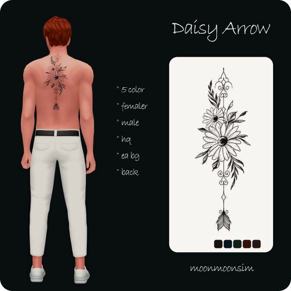 Daisy Arrow Tattoo By Moonmoonsim 1 Daisy Arrow Tattoo By Moonmoonsim Sims 4 CC