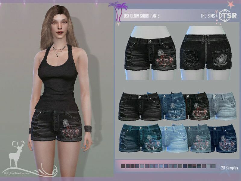 Denim Short Pants / Recolor By Dansimsfantasy 1 Denim Short Pants / Recolor By Dansimsfantasy Sims 4 CC