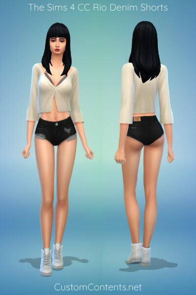 Denim Shorts 3 sims 4 cc denim shorts 2